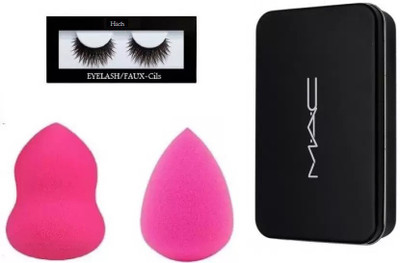 

hich Eyelash And Mac Make up Brush Set of 12 And Two Blender Puff(Set of 4)