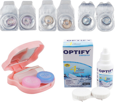 

Optify Combo Pack Monthly Color Contact Lens With Travel Kit Monthly Contact Lens(1, Violet-Brown-Sea Blue, Pack of 3)