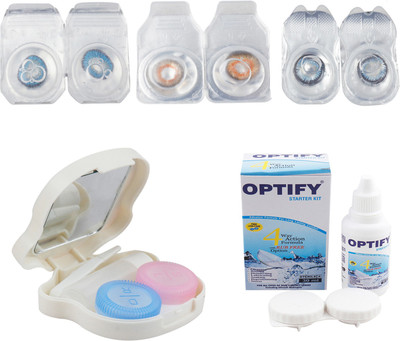 

Optify Combo Pack Monthly Color Contact Lens With Travel Kit Monthly Contact Lens(1, Blue-Honey-Sea Blue, Pack of 3)