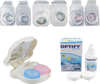 

Optify Combo Pack Monthly Color Contact Lens With Travel Kit Monthly Contact Lens(1, Blue-Green Turquoise-Violet, Pack of 3)