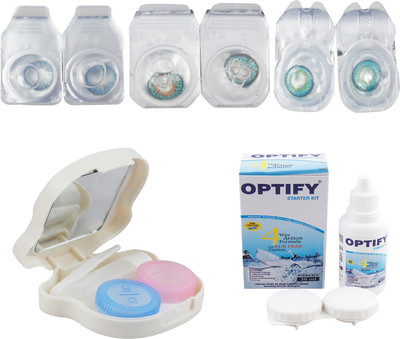 

Optify Combo Pack Monthly Color Contact Lens With Travel Kit Monthly Contact Lens(1, Blue-Green Turquoise-Green Turquoise, Pack of 3)