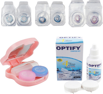 

Optify Combo Pack Monthly Color Contact Lens With Travel Kit Monthly Contact Lens(1, Light Blue-Blue-Violet, Pack of 3)