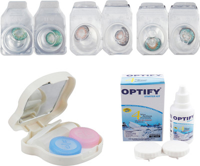 

Optify Combo Pack Monthly Color Contact Lens With Travel Kit Monthly Contact Lens(1, Dark Green-Grey-Green Turquoise, Pack of 3)