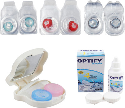 

Optify Combo Pack Monthly Color Contact Lens With Travel Kit Monthly Contact Lens(1, Aqua-Red-Sea Blue, Pack of 3)