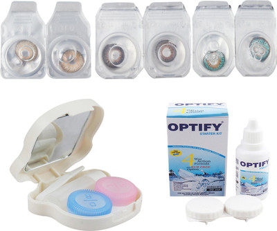 

Optify Combo Pack Monthly Color Contact Lens With Travel Kit Monthly Contact Lens(1, Brown-Brown-Green Turquoise, Pack of 3)