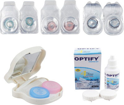

Optify Combo Pack Monthly Color Contact Lens With Travel Kit Monthly Contact Lens(1, Aqua-Pink-Sea Blue, Pack of 3)