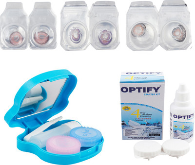 

Optify Combo Pack Monthly Color Contact Lens With Travel Kit Monthly Contact Lens(1, Pink-Violet-Grey, Pack of 3)