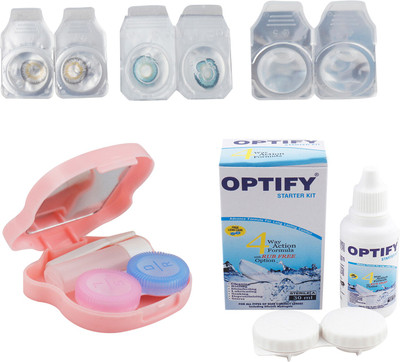 

Optify Combo Pack Monthly Color Contact Lens With Travel Kit Monthly Contact Lens(1, Grey-Aqua-Sea Blue, Pack of 3)