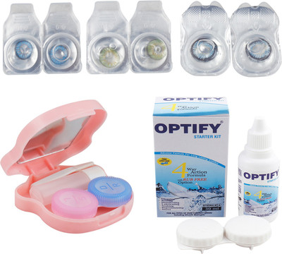 

Optify Combo Pack Monthly Color Contact Lens With Travel Kit Monthly Contact Lens(1, Blue-Green-Sea Blue, Pack of 3)