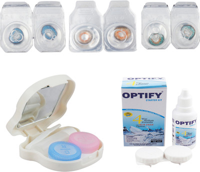 

Optify Combo Pack Monthly Color Contact Lens With Travel Kit Monthly Contact Lens(1, Blue-Honey-Green Turquoise, Pack of 3)
