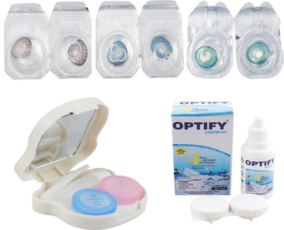 

Optify Combo Pack Monthly Color Contact Lens With Travel Kit Monthly Contact Lens(1, Grey-Blue-Green Turquoise, Pack of 3)
