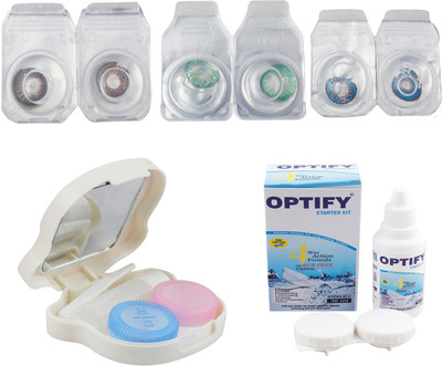 

Optify Combo Pack Monthly Color Contact Lens With Travel Kit Monthly Contact Lens(1, Brown-Green-Light Blue, Pack of 3)