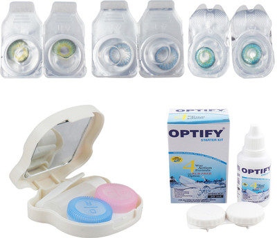 

Optify Combo Pack Monthly Color Contact Lens With Travel Kit Monthly Contact Lens(1, Dark Green-Blue-Green Turquoise, Pack of 3)