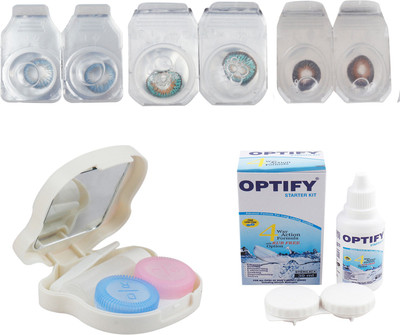 

Optify Combo Pack Monthly Color Contact Lens With Travel Kit Monthly Contact Lens(1, Blue-Green Turquoise-Brown, Pack of 3)