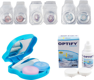 

Optify Combo Pack Monthly Color Contact Lens With Travel Kit Monthly Contact Lens(1, Pink-Violet-Light Blue, Pack of 3)