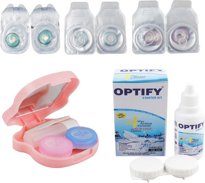 

Optify Combo Pack Monthly Color Contact Lens With Travel Kit Monthly Contact Lens(1, Green Turquoise-Light Blue-Violet, Pack of 3)