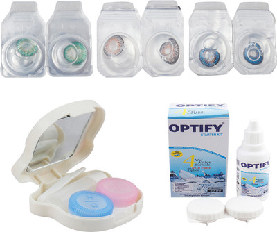 

Optify Combo Pack Monthly Color Contact Lens With Travel Kit Monthly Contact Lens(1, Dark Green-Grey-Blue, Pack of 3)