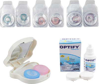 

Optify Combo Pack Monthly Color Contact Lens With Travel Kit Monthly Contact Lens(1, Aqua-Pink-Violet, Pack of 3)