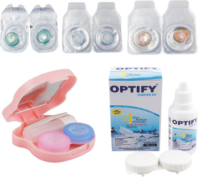 

Optify Combo Pack Monthly Color Contact Lens With Travel Kit Monthly Contact Lens(1, Green Turquoise-Light Blue-Honey, Pack of 3)
