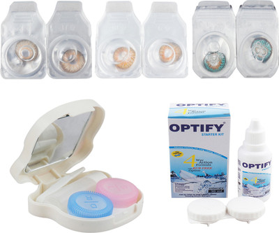 

Optify Combo Pack Monthly Color Contact Lens With Travel Kit Monthly Contact Lens(1, Brown-Honey-Green Turquoise, Pack of 3)