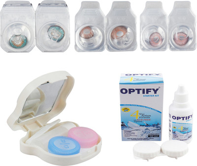 

Optify Combo Pack Monthly Color Contact Lens With Travel Kit Monthly Contact Lens(1, Green Turquoise-Hazel-Pink, Pack of 3)