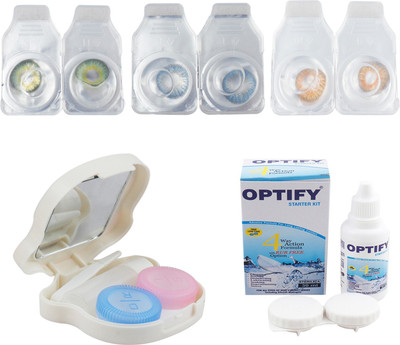 

Optify Combo Pack Monthly Color Contact Lens With Travel Kit Monthly Contact Lens(1, Dark Green-Blue-Honey, Pack of 3)