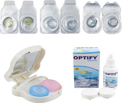 

Optify Combo Pack Monthly Color Contact Lens With Travel Kit Monthly Contact Lens(1, Dark Green-Blue-Sea Blue, Pack of 3)