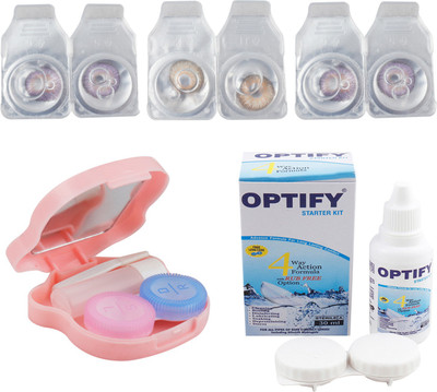 

Optify Combo Pack Monthly Color Contact Lens With Travel Kit Monthly Contact Lens(1, Violet-Brown-Violet, Pack of 3)
