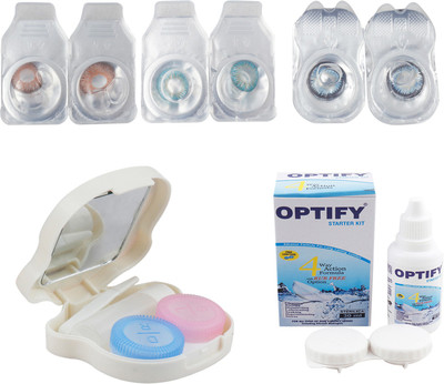 

Optify Combo Pack Monthly Color Contact Lens With Travel Kit Monthly Contact Lens(1, Hazel-Aqua-Sea Blue, Pack of 3)