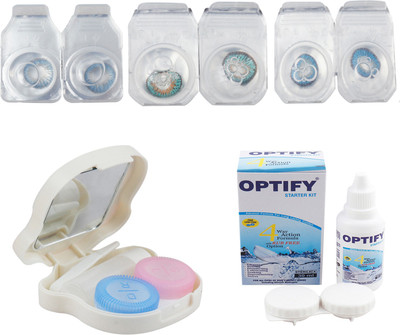

Optify Combo Pack Monthly Color Contact Lens With Travel Kit Monthly Contact Lens(1, Blue-Green Turquoise-Blue, Pack of 3)