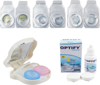 

Optify Combo Pack Monthly Color Contact Lens With Travel Kit Monthly Contact Lens(1, Dark Green-Blue-Light Blue, Pack of 3)