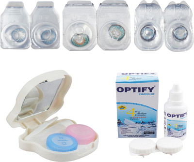 

Optify Combo Pack Monthly Color Contact Lens With Travel Kit Monthly Contact Lens(1, Blue-Green Turquoise-Sea Blue, Pack of 3)