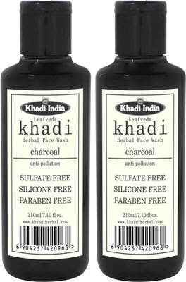 

LEAFVEDA Khadi Charcoal Face Wash Sulfate Free Pack of 2 Face Wash(420 ml)