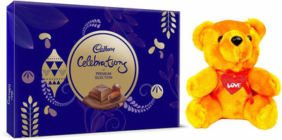 

Cadbury - Valentine Gift Combo with Celebrations Premium Chocolate Gift Pack, 286.3g & A Beautifull Teddy Combo(1)