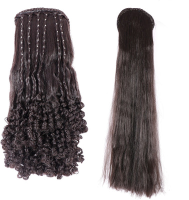 HONBON Combo 2 piece Wig For Women And Girls, Extension (Brown) Hair Extension