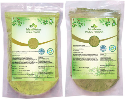 

Herbs and Botanicals Natural Indigo powder with Natural Henna Powder Combo For Hair (227g Each), Pack of 2(227 g)