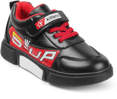 

KITTENS Boys Velcro Running Shoes(Black