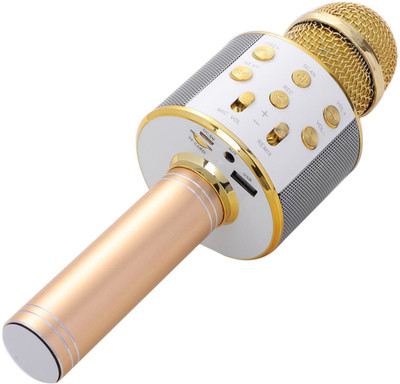 

little monkey HIGH GRADE DYNAMIC SOUND WITH HD RECORDING Bluetooth Handheld Karaoke Wireless Microphone Portable Hifi Speaker 2-in-1 Sing & Recording WITH VOICE CHANGE,for LAPTOP/TABLET/PC/ALL MOBILE SUPPORTED WIRELESS(Gold)