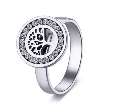 Deevam Freedom Tree Metal Crystal Silver Plated Ring