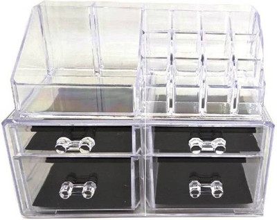 

SMARTGURU Acrylic Cosmetic Makeup & Jewellery Organizer Display Case with 4 Drawers (Clear Transparent Acrylic Cosmetic box, Model-MD-4A) Vanity Box(White)