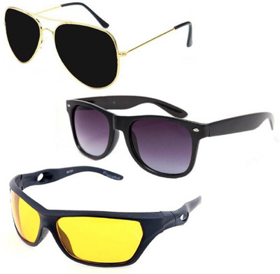 

shadz Aviator, Oval, Wayfarer Sunglasses(Black, Yellow, Black