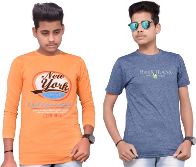 KUNDAN SULZ GWALIOR Graphic Print, Typography Men Round Neck Blue, Orange T-Shirt