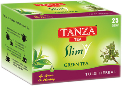 

Tanza Tea Slim Tulsi Herbal Green Tea Bags 25 Envelopes Tulsi, Herbs Green Tea Bags(50 g, Box)