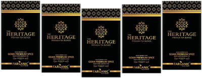 

FARGANIC Pack Of 5 Heritage GOAN Spice Tea 75 Green Tea Ginger, Cardamom Green Tea Bags(75 Bags, Box)