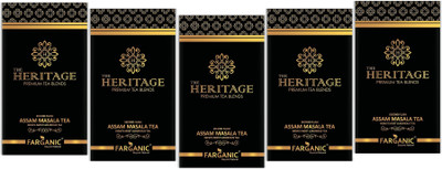 

FARGANIC Pack Of 5 Heritage Assam Masala Tea 75 Tea Bags Cardamom, Cinnamon, Ginger, Black Pepper Black Tea Bags(75 Bags, Box)