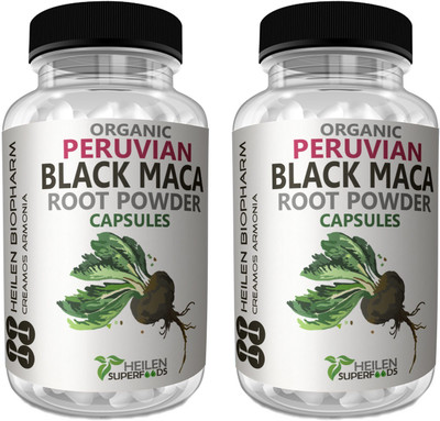 

Heilen Biopharm Premium Peruvian Organic Black Maca Root Powder Capsule, 500 mg X 360 Caps 180 gm(360 No)