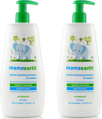 Mamaearth Gentle Cleansing Shampoo for babies (400 ml, 0-5 Yrs)( Pack of 2)(Multicolor)