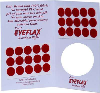 

Pearl Eyeflax 2 In 1 Kumkum Red Bindi (For Single Use Only) Pack of 15 Flaps Forehead Red Bindis(Sticker)