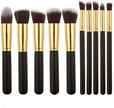 

Ladymode 10 piece Makeup Brush Set Model LM-102 (Black+Gold)(Pack of 10)