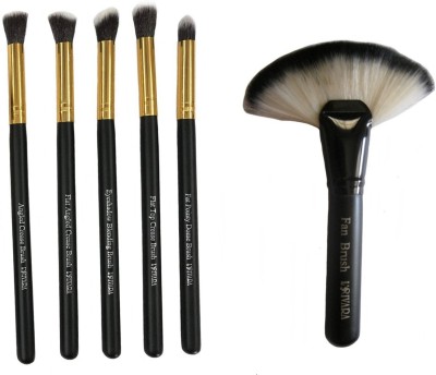 

L'Rivara 5 piece Eye Shadow Makeup Brush Set + 1 Piece Fan Makeup Brush LR-136(Pack of 6)